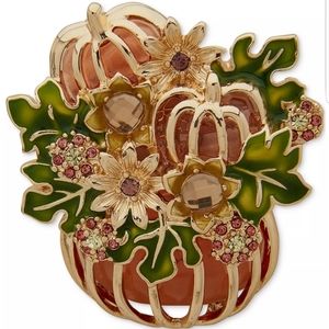 Brand new Anne Klein women's boxed Gold-Tone Crystal Fall Pumpkin Pin.